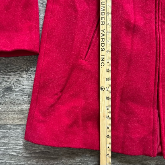 Jones New York Wool Blend Vibrant Red Full-Zip Lined Pea Coat Women's size 12 - Picture 9 of 9
